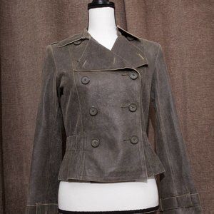 Express Distressed Leather Suede Double Breasted Short Moto Jacket Size 6